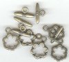5 Sets of 19mm Antique Gold Flower Toggle Clasps